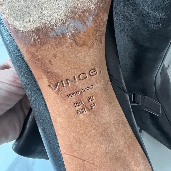 Vince Black Leather Pointed Toe Fane Booties Size 9 - Picture 11 of 11